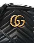 Calfskin Matelasse Small GG Marmont Chain Shoulder Bag Black