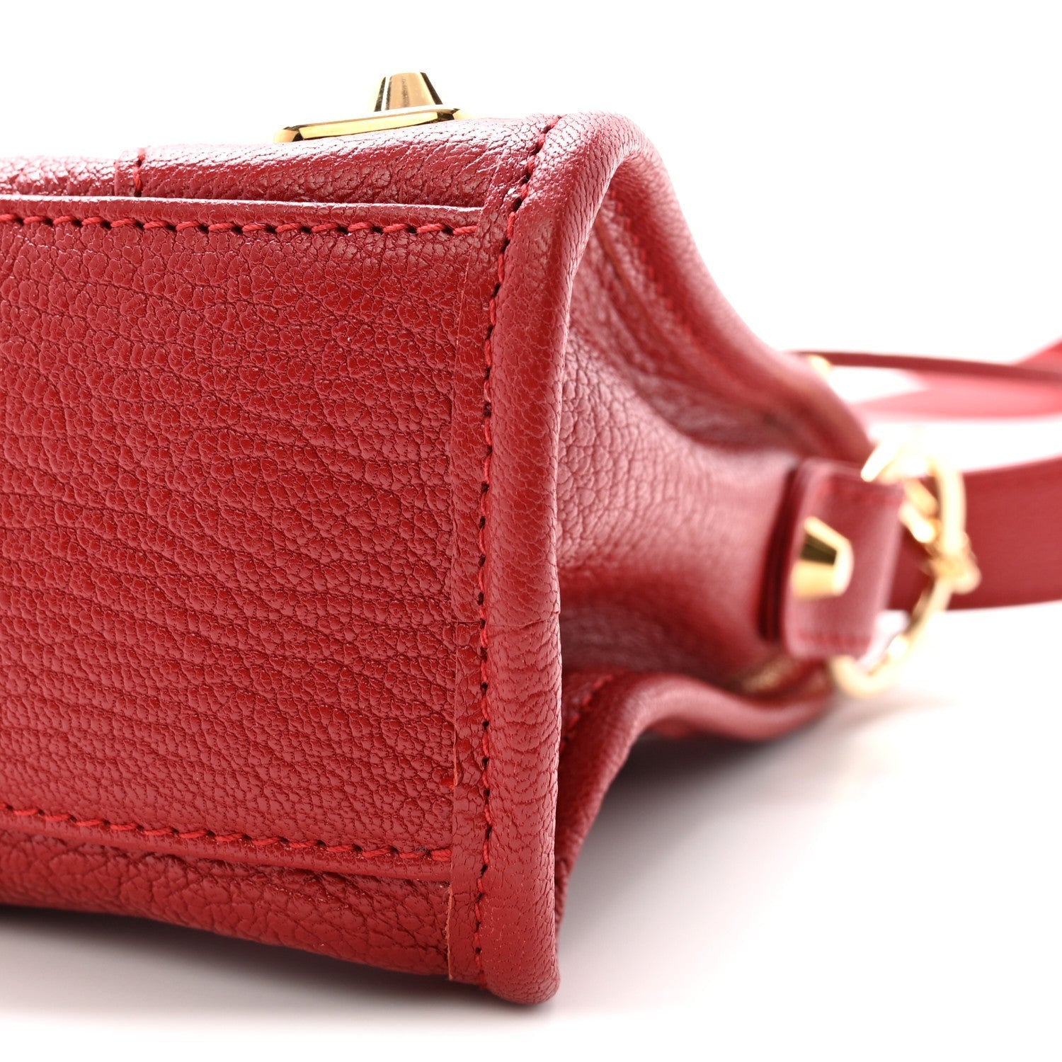 Chevre Gold Metallic Edge Hardware Mini City Rouge Groseille