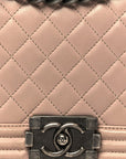 Lambskin Quilted Medium Boy Flap Light Pink