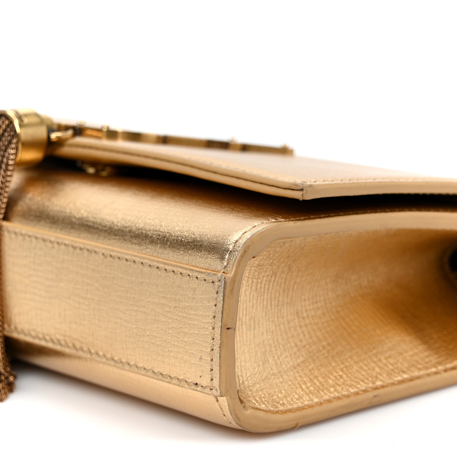 Metallic Calfskin Small Classic Monogram Kate Tassel Satchel Gold