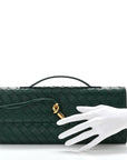 Nappa Intrecciato Long Andiamo Top Handle Clutch Emerald Green