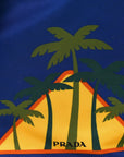 Tessuto Nylon Palm Tree Print Bucket Bag Bluette