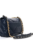 Lambskin Quilted Medium CHNL 19 Flap Navy Blue