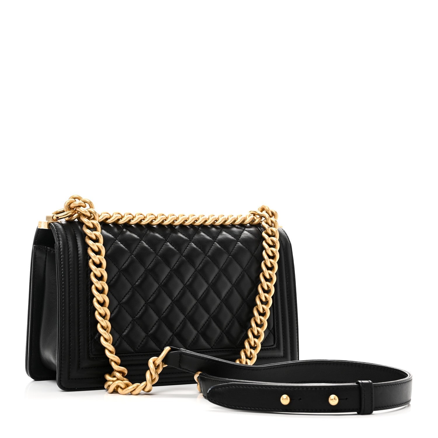 Lambskin Quilted Medium Boy Flap Black