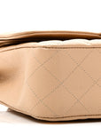 Caviar Quilted Medium Double Flap Beige