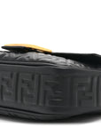 Nappa Small FF Embossed Mid Chain Baguette Black