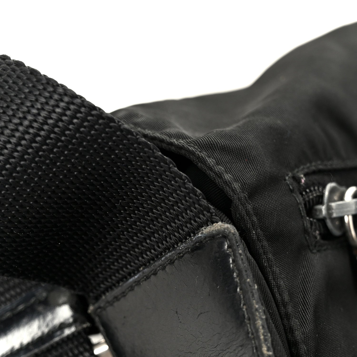 Tessuto Nylon Saffiano Double Buckle Messenger Shoulder Bag Black