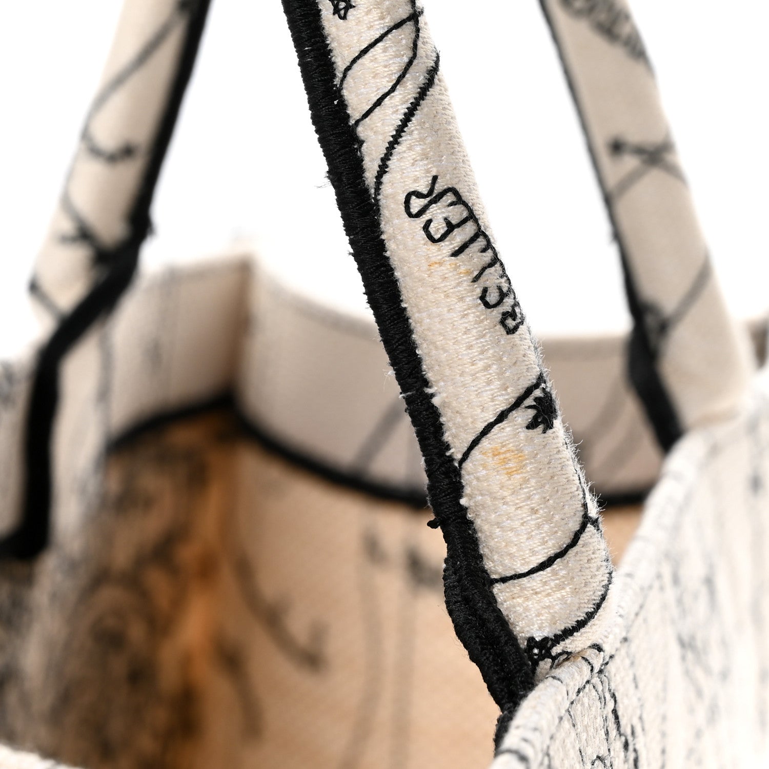 Canvas Embroidered Zodiac Book Tote Latte Multicolor