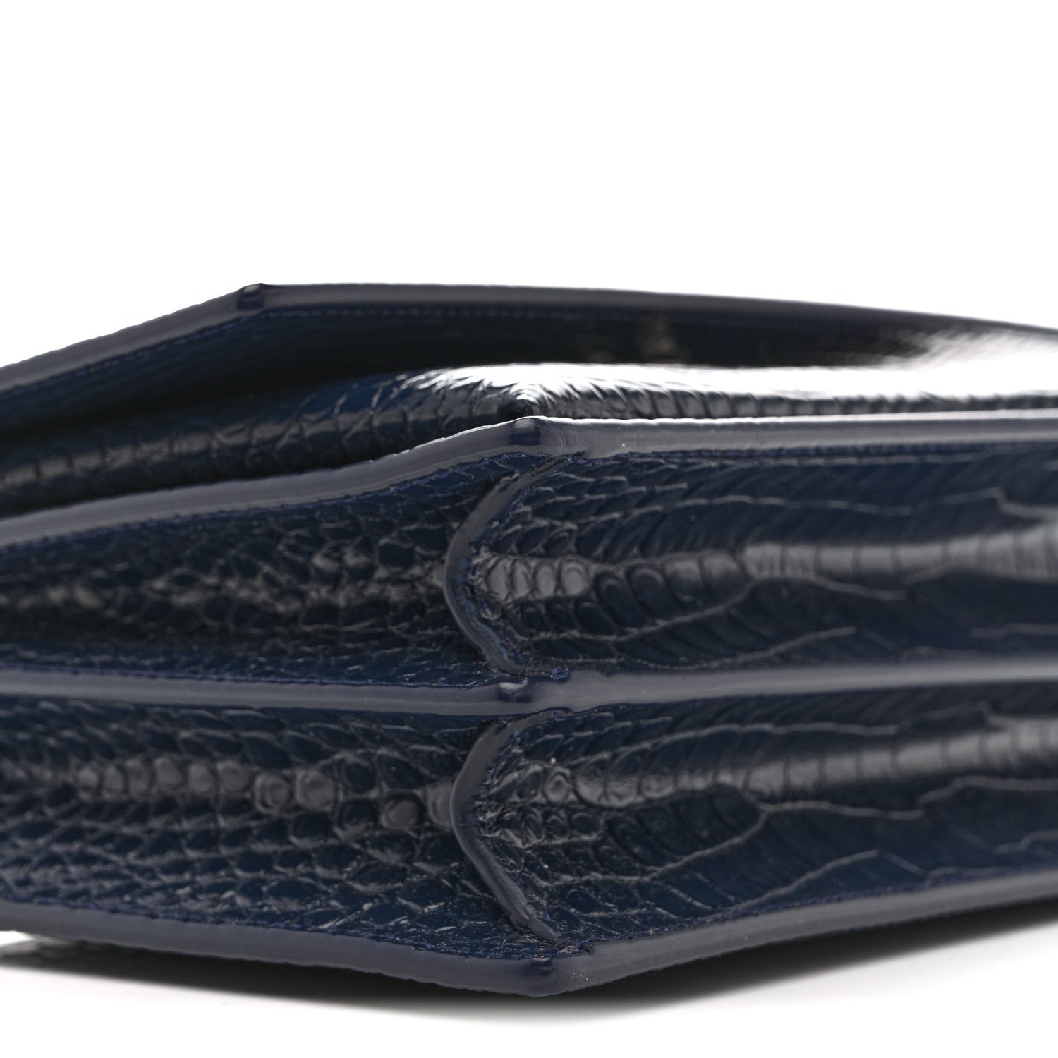 Calfskin Crocodile Embossed Medium Monogram Sunset Navy