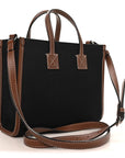 Canvas Smooth Calfskin Mini Two Tone Freya Tote Black Tan