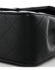 Lambskin Quilted Mini Top Handle Rectangular Flap Black