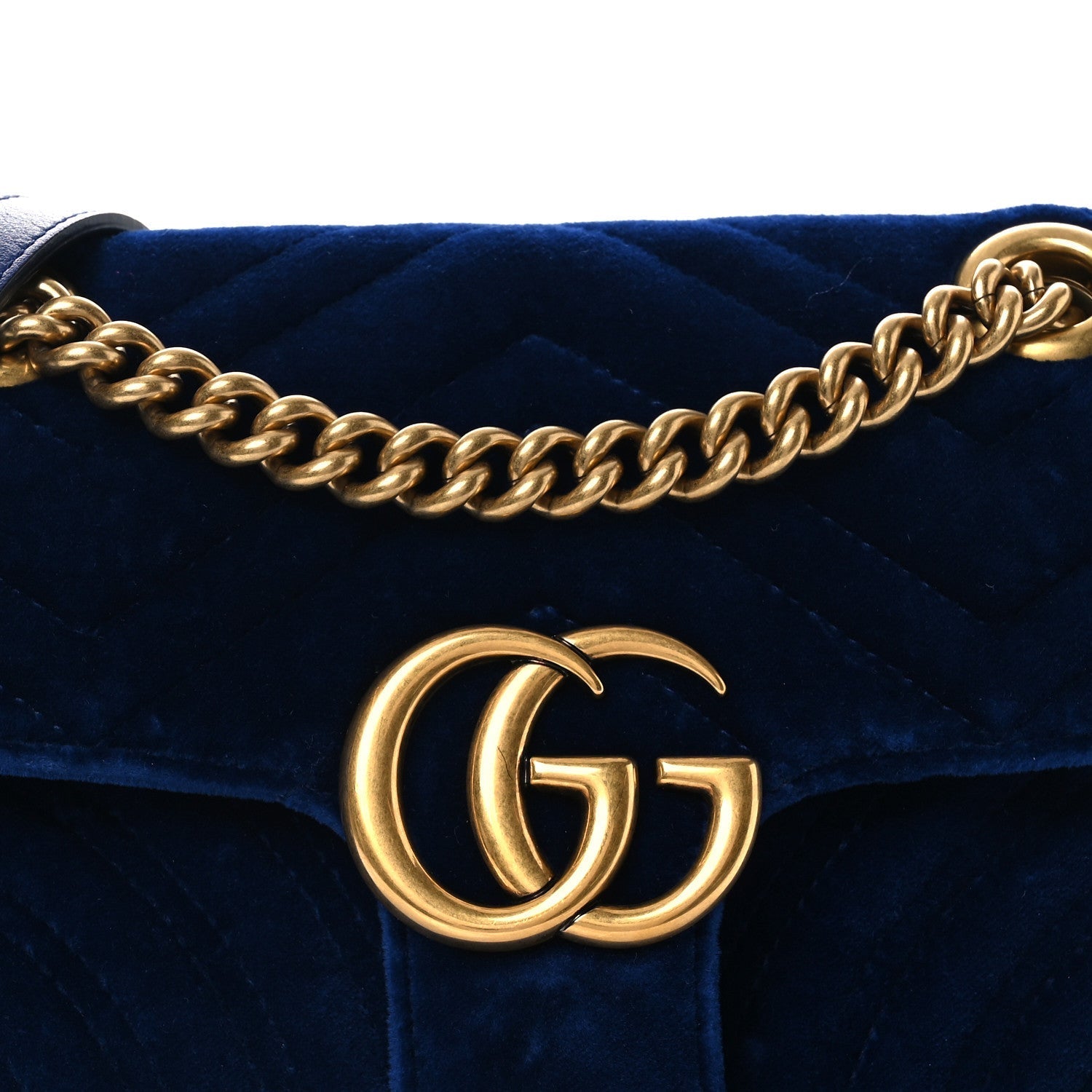 Velvet Matelasse Mini GG Marmont Shoulder Bag Cobalt Blue