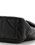 Shiny Goatskin Quilted Large CHNL 19 Flap Black