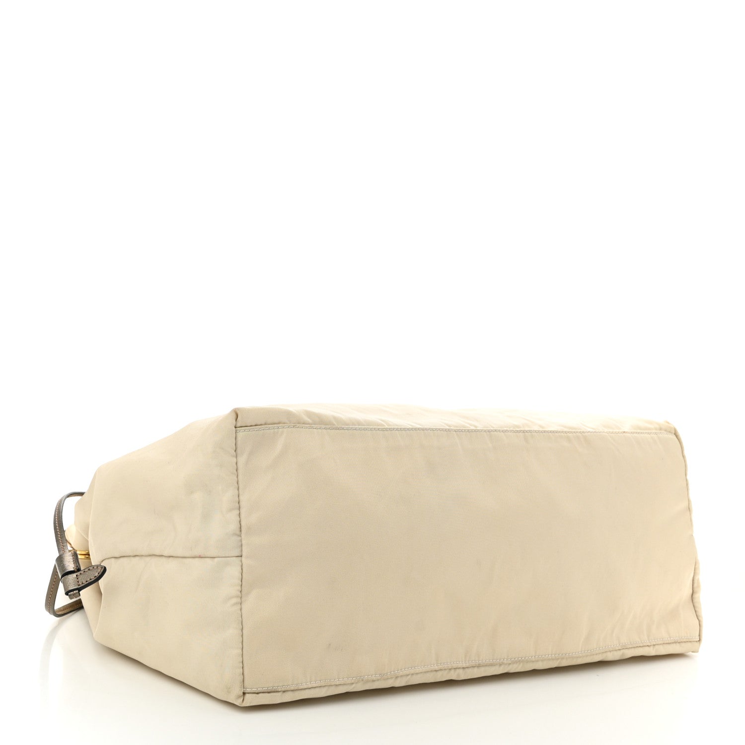 Tessuto Nylon Saffiano Shopping Tote White