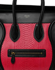Snakeskin Smooth Calfskin Mini Tri-Color Luggage Fuchsia