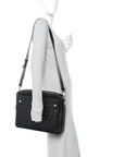 Calfskin Embossed TB Triple Stud Briefcase Black