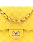 Caviar Quilted Medium Double Flap Yellow