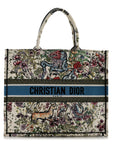 Canvas Embroidered Large D-Constellation Book Tote Latte Multicolor