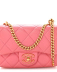 Lambskin Enamel Quilted Pending CC Mini Square Flap Pink