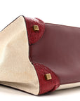 Canvas Crocodile Embossed Bi-Color Mini Luggage Beige Red