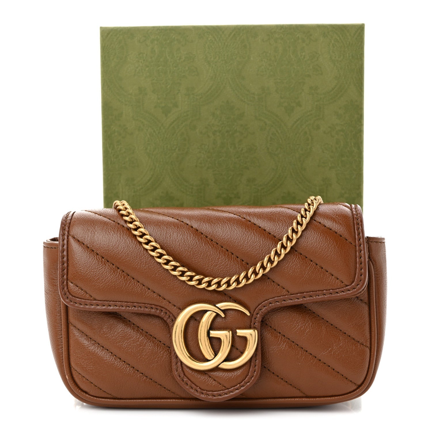 Azalea Calfskin Matelasse Diagonal Super Mini GG Marmont Shoulder Bag Cuir