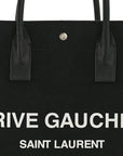 Linen Calfskin Rive Gauche North South Tote Black