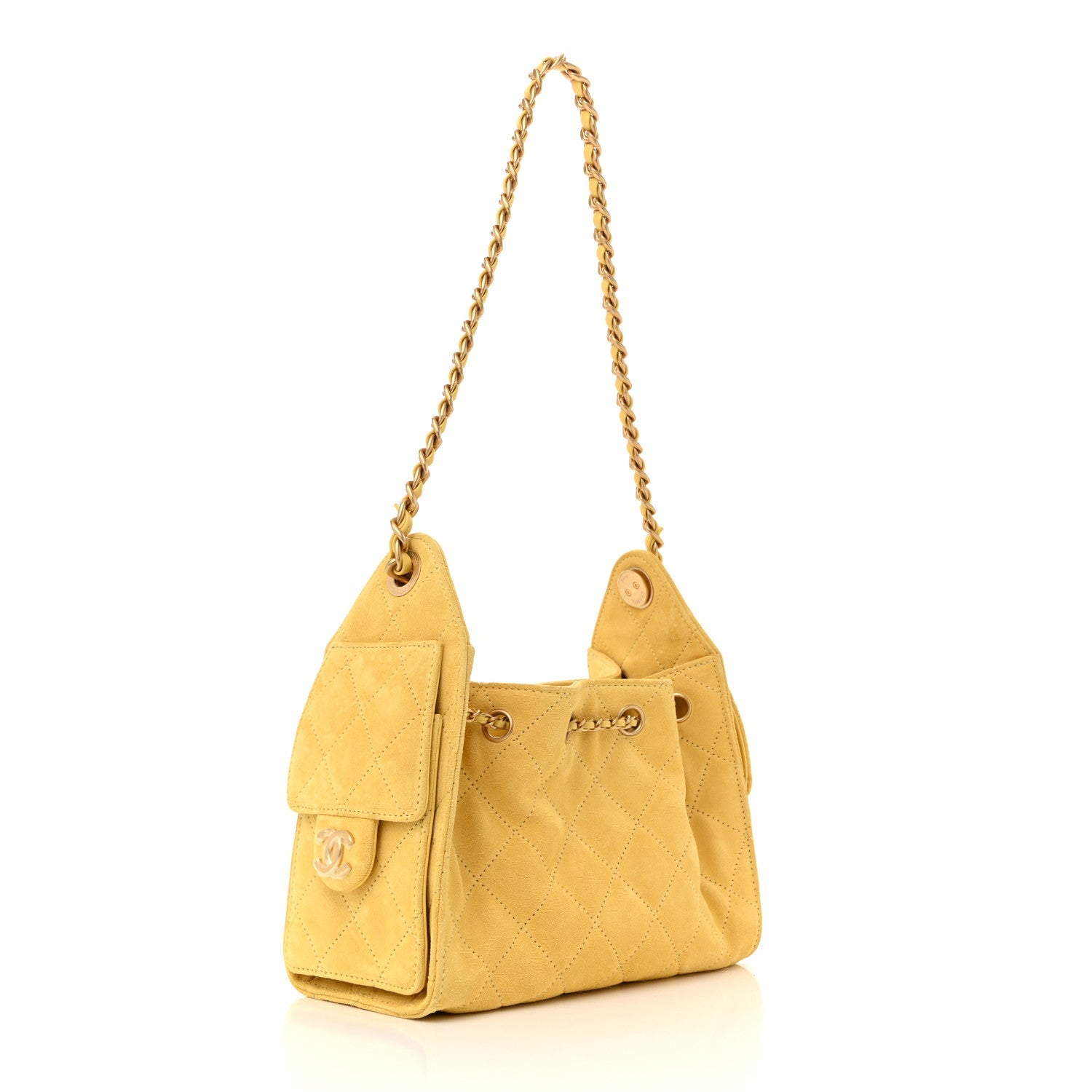 Suede Quilted Mini CHNL 25 Handbag Yellow
