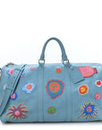 LV X YK Taurillon Monogram Keepall Bandouliere 50 Blue Multicolor