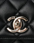 Lambskin Quilted Small Trendy CC Dual Handle Flap Bag Black