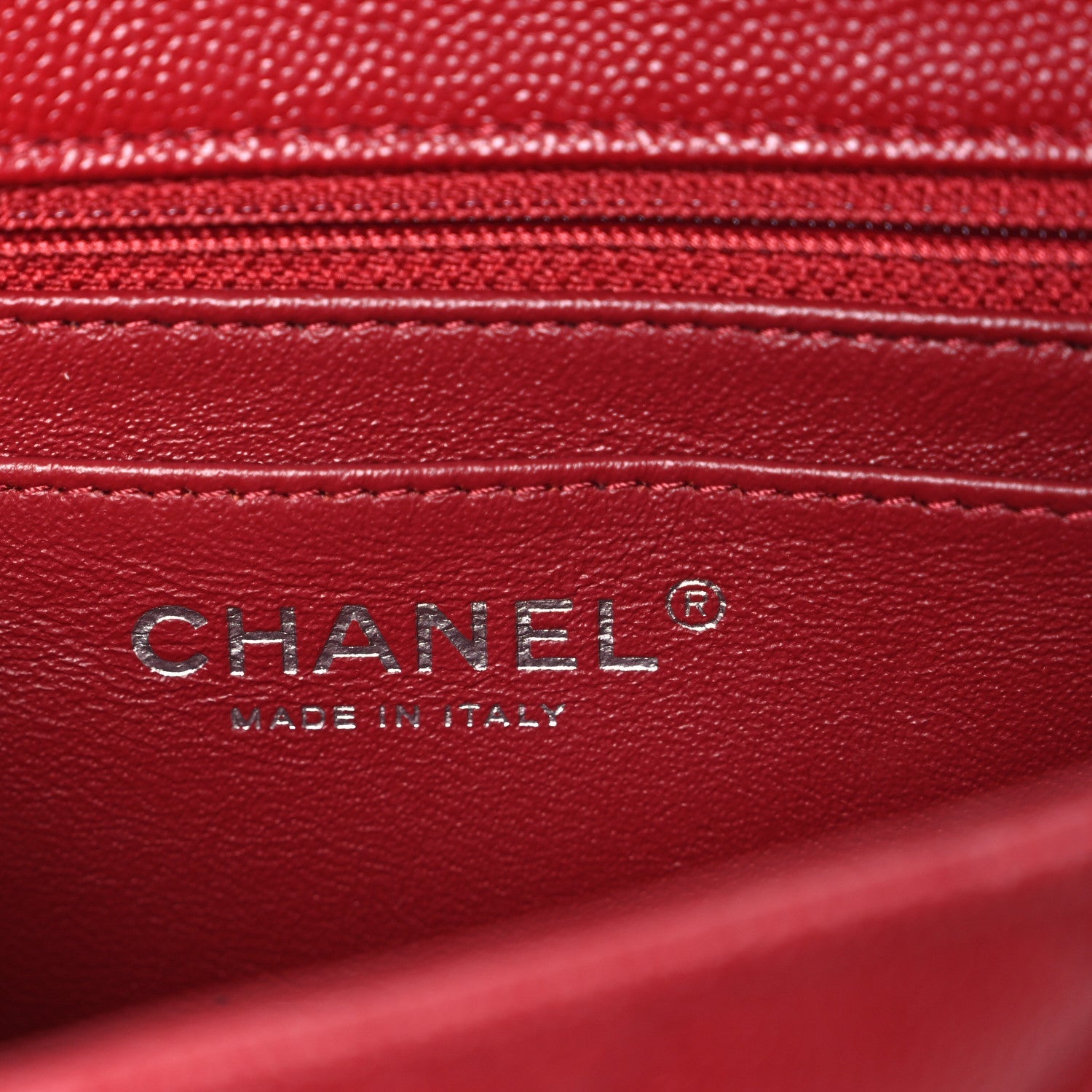 Caviar Quilted Mini Square Flap Red