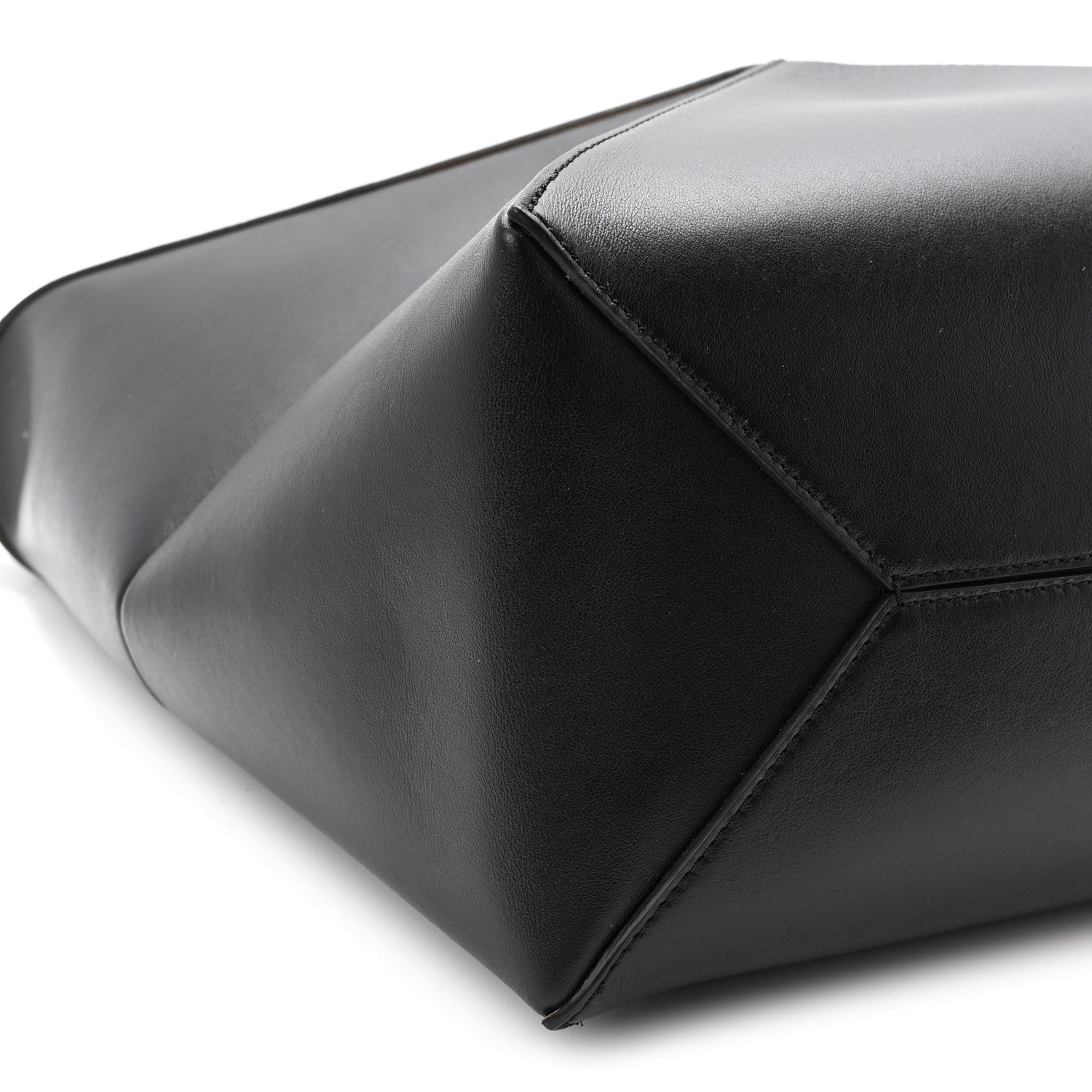 Shiny Calfskin Medium Puzzle Fold Tote Black