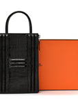 Shiny Porosus Crocodile Lisse Kelly Cadena Clutch Black