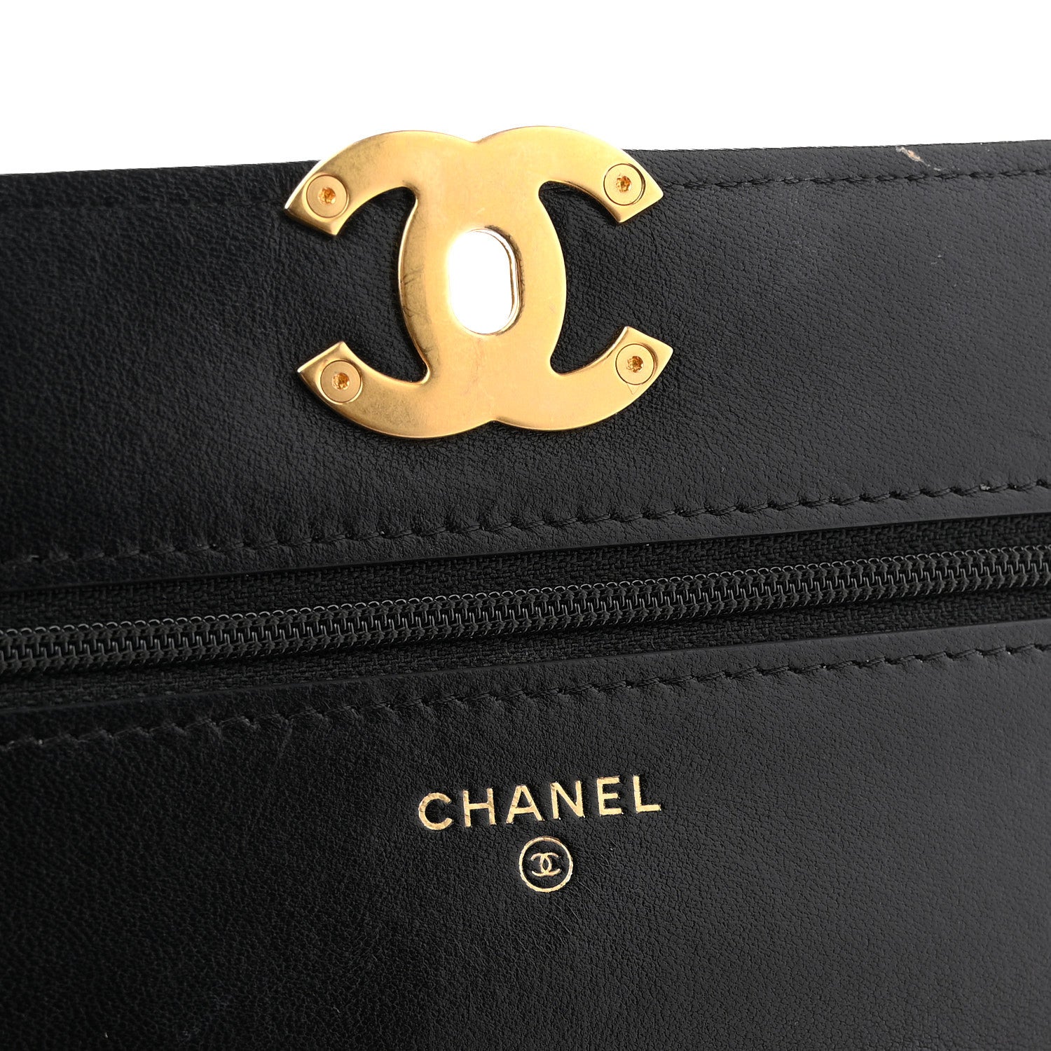 Lambskin Quilted CHNL 19 Wallet On Chain WOC Black