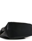 Caviar Embroidered Logo Shoulder Bag Black