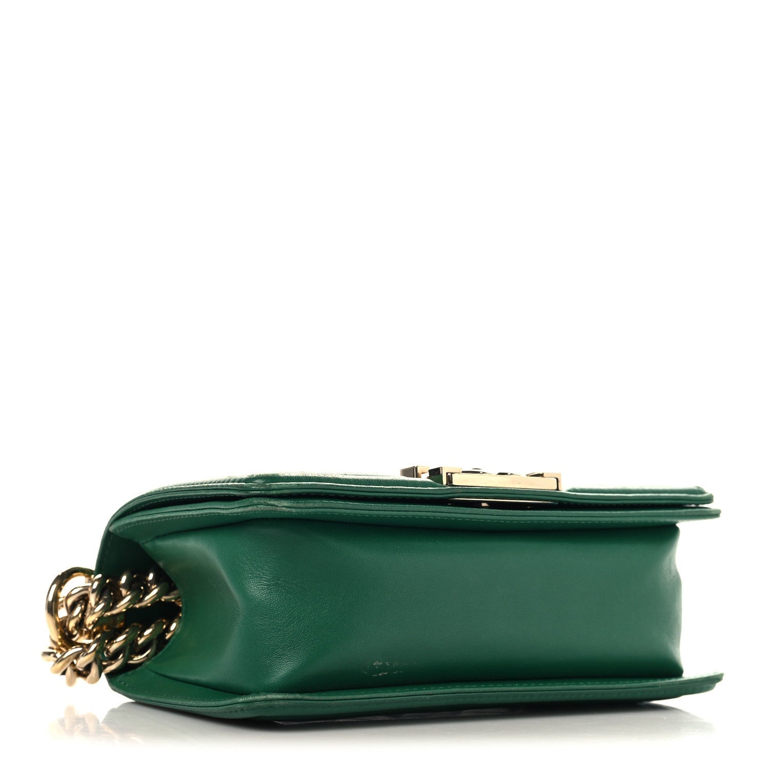 Lambskin Quilted Small Boy Flap Green