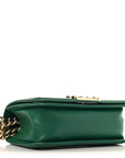 Lambskin Quilted Small Boy Flap Green