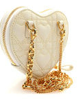 Calfskin Cannage D1ORamour Caro Heart Pouch With Chain White