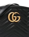 Calfskin Matelasse Small GG Marmont Chain Shoulder Bag Black