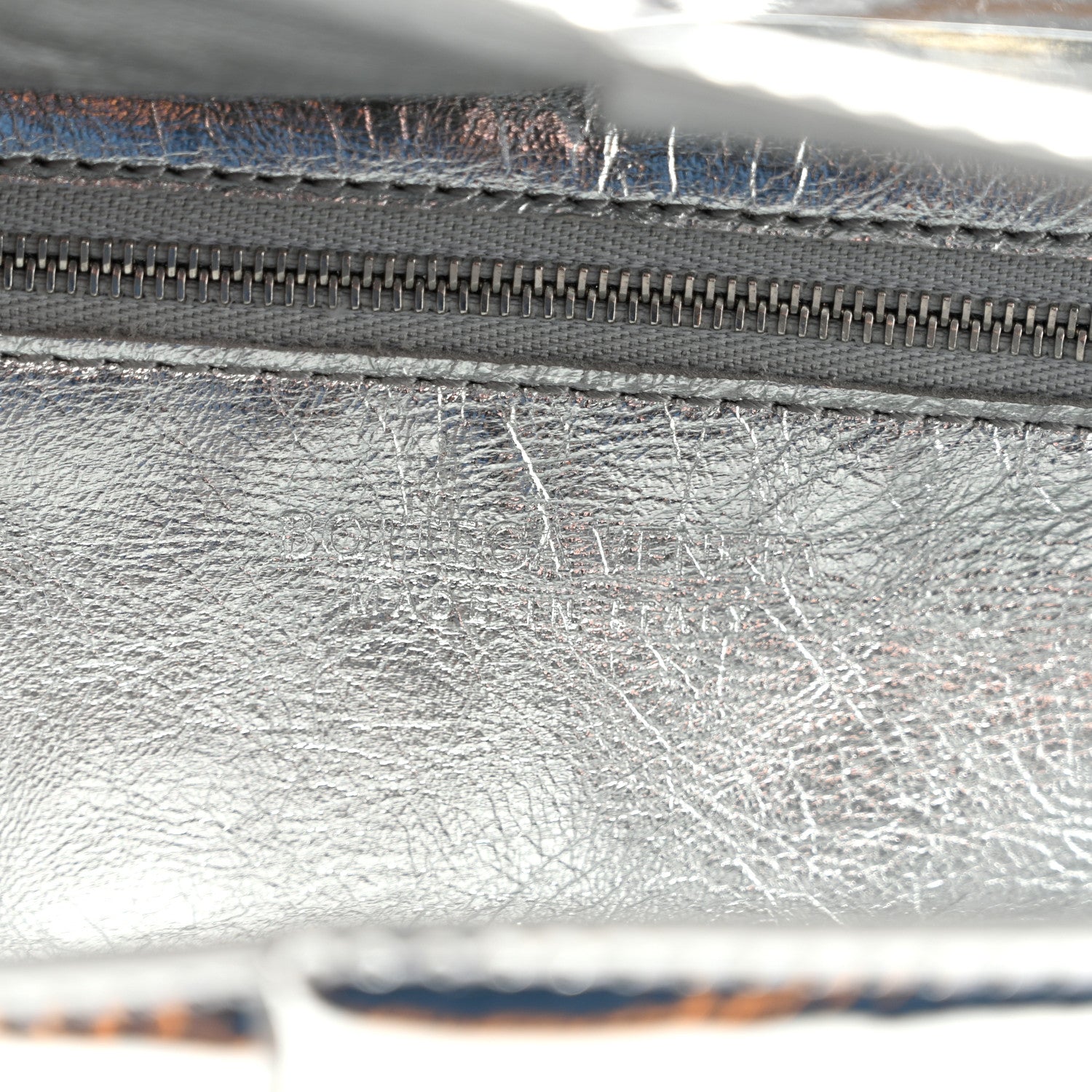 Mirror Laminated Nappa Maxi Intrecciato Mini Arco  Silver