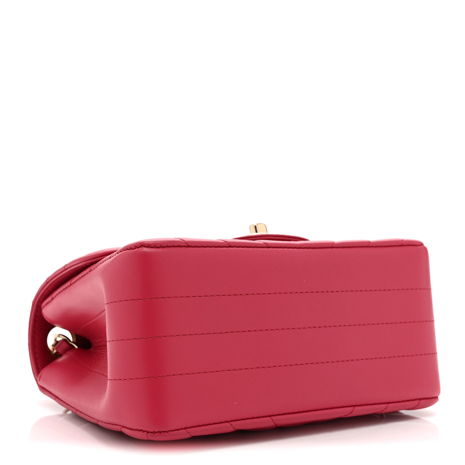 Lambskin Chevron Quilted Mini Square Flap Fuchsia