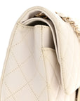 Caviar Quilted Medium Double Flap White