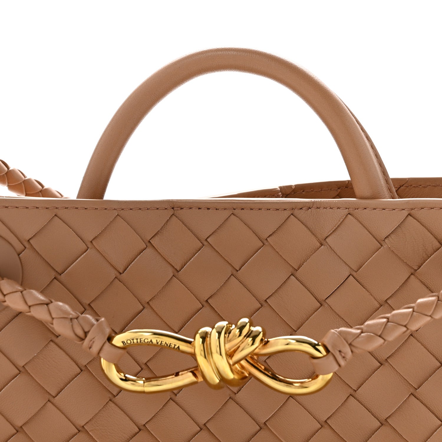 Nappa Intrecciato Small Andiamo Shoulder Bag Biscuit