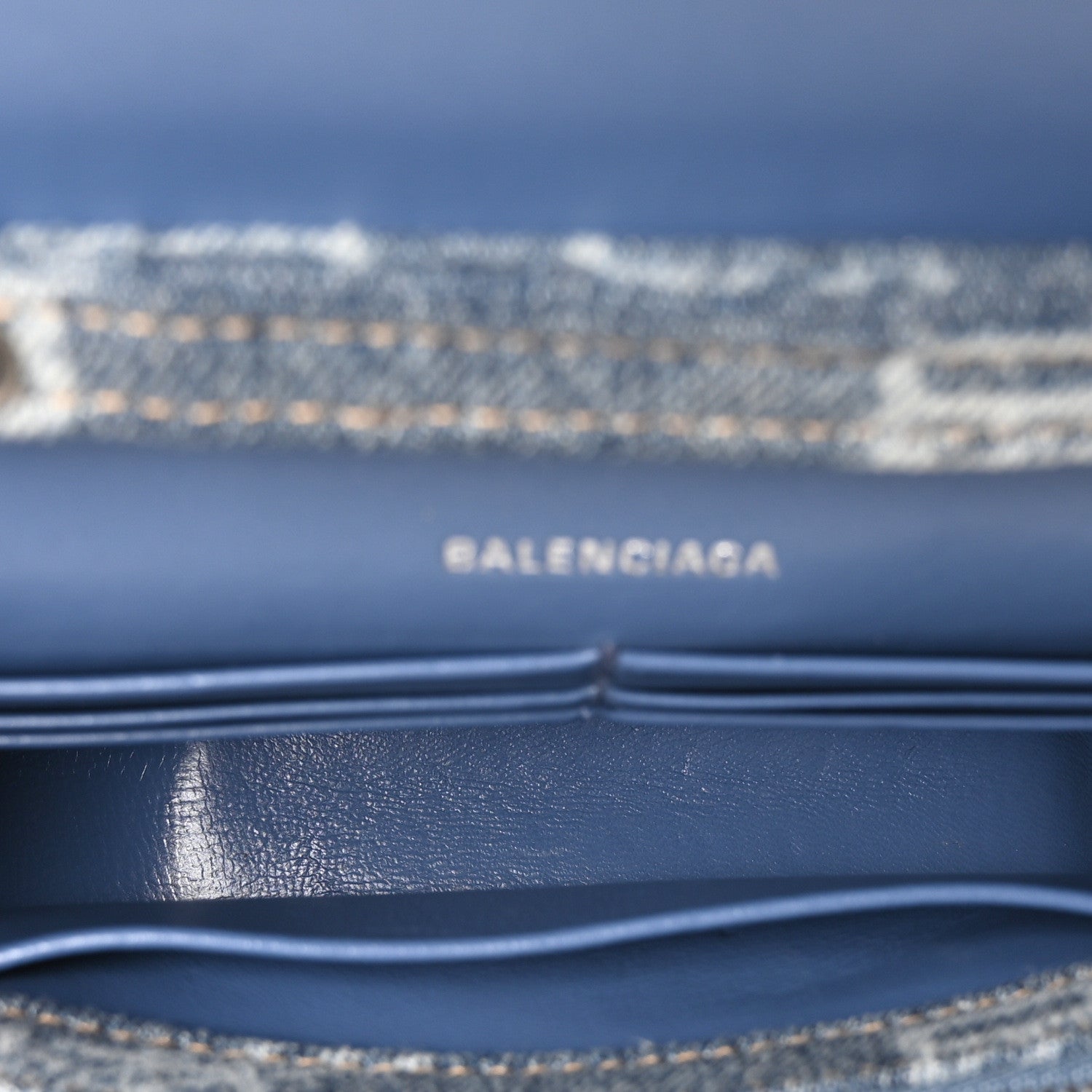 Denim BB Monogram Hourglass Chain Bag Blue