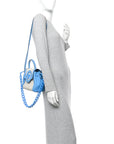 Grained Calfskin Canvas Small La Medusa Chain Top Handle Handbag Rope Blue
