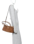 Suede Triangle Medium Bonnie Shoulder Bag Cacao