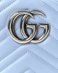 Calfskin Matelasse Small GG Marmont Chain Shoulder Bag Porcelain Light Blue