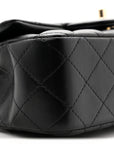 Lambskin Quilted Mini Rectangular Flap Black