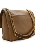 Grained Lambskin Monogram Large Niki Chain Satchel Dark Cork