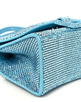 Strass Suede Hourglass Top Handle Bag XS Light Blue