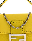 Cuoio Roma Sellerissima Nappa Sintetica Tape Stitch Mini Baguette Acid Yellow